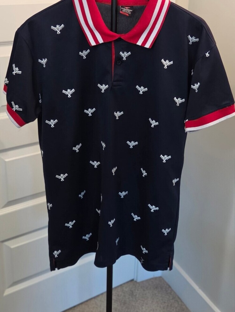 Screenshot Men's Polo Shirt Large Navy Blue Red White